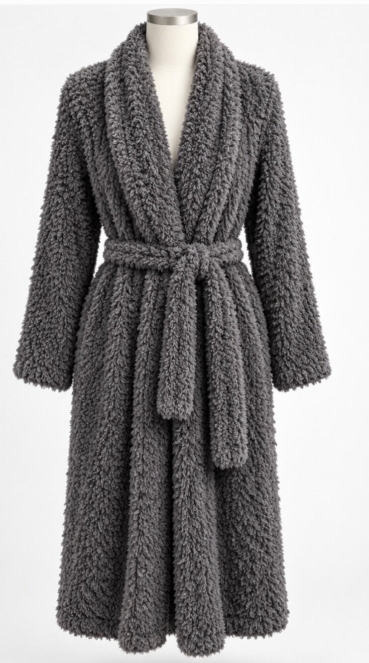 Giraffe at Home Luxury Plush Shaggy Faux Fur Robe Belted Spa Loungewear Small 1